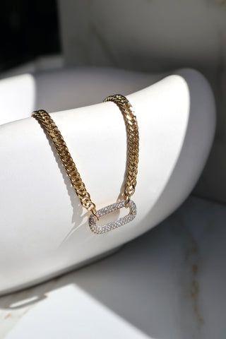 G-MONEY NECKLACE | Tarnish Free | Encrusted Oval Cuban Link |