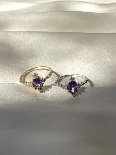 LAVENDER | S925 Sterling Silver I 18k Gold/Platinum Plated I Purple Cubic Zirconia | Ring