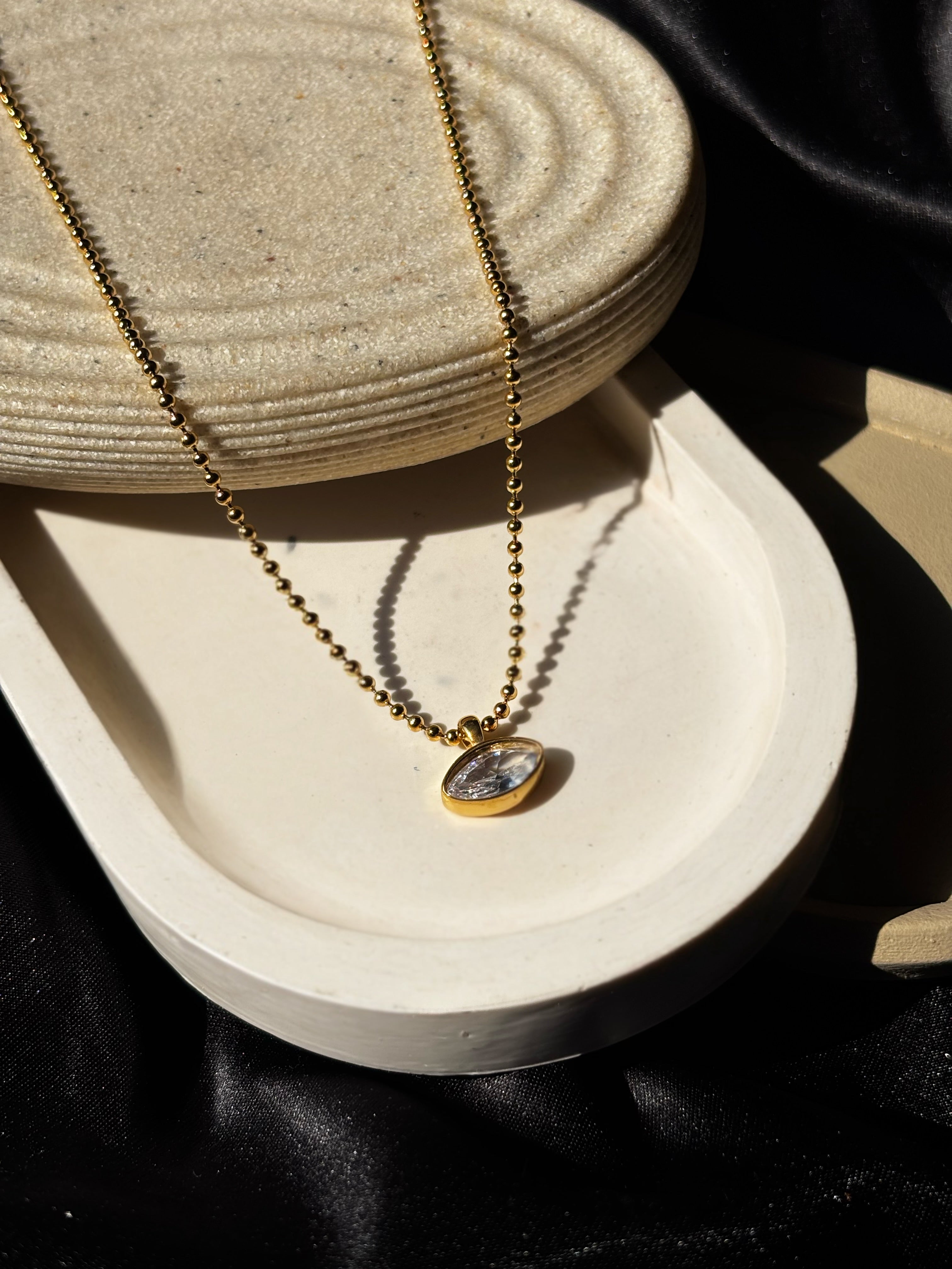 DAWN|TARNISH-FREE|BEADED CHAIN NECKLACE