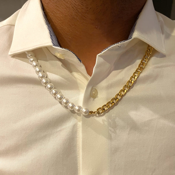 EROS | ZibaMan | Silver/Gold Pearl Necklace | Tarnish-Free