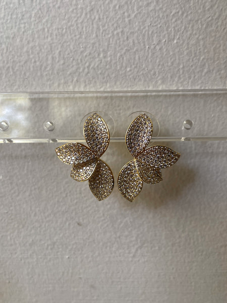 ISABELLA | Jewel Encrusted | Gold/Silver | Flower Halves | Earring