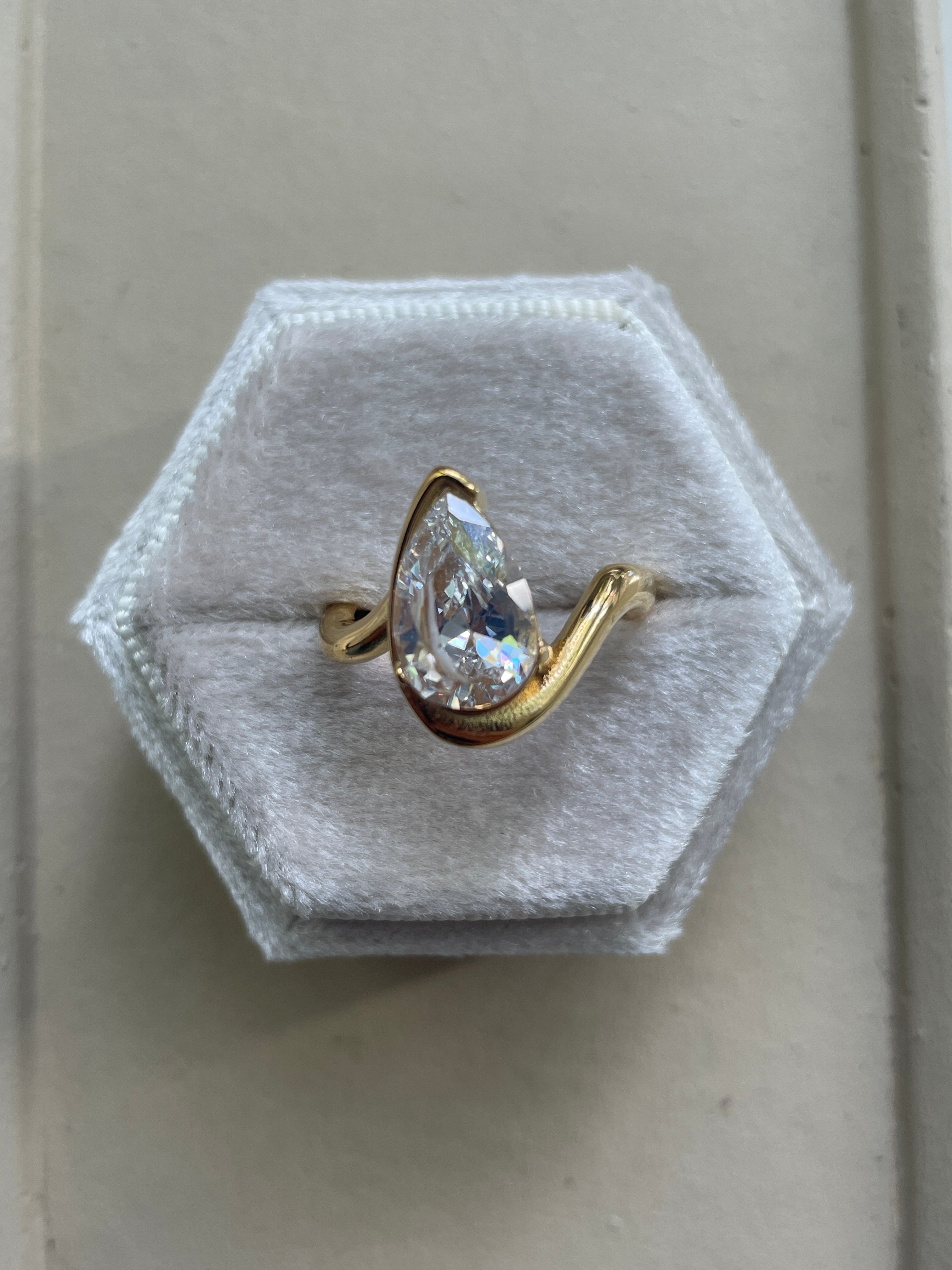 Embrace|Tarnish-Free| Minimal Gold/Silver Ring with Pear Shaped Stone