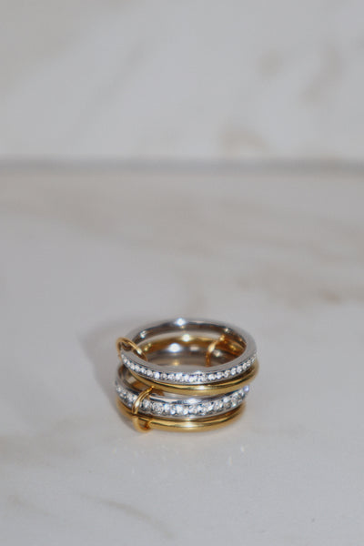 ZIA | Tarnish Free | linked 3 or 4 eternity bands Ring | Gold and Silver