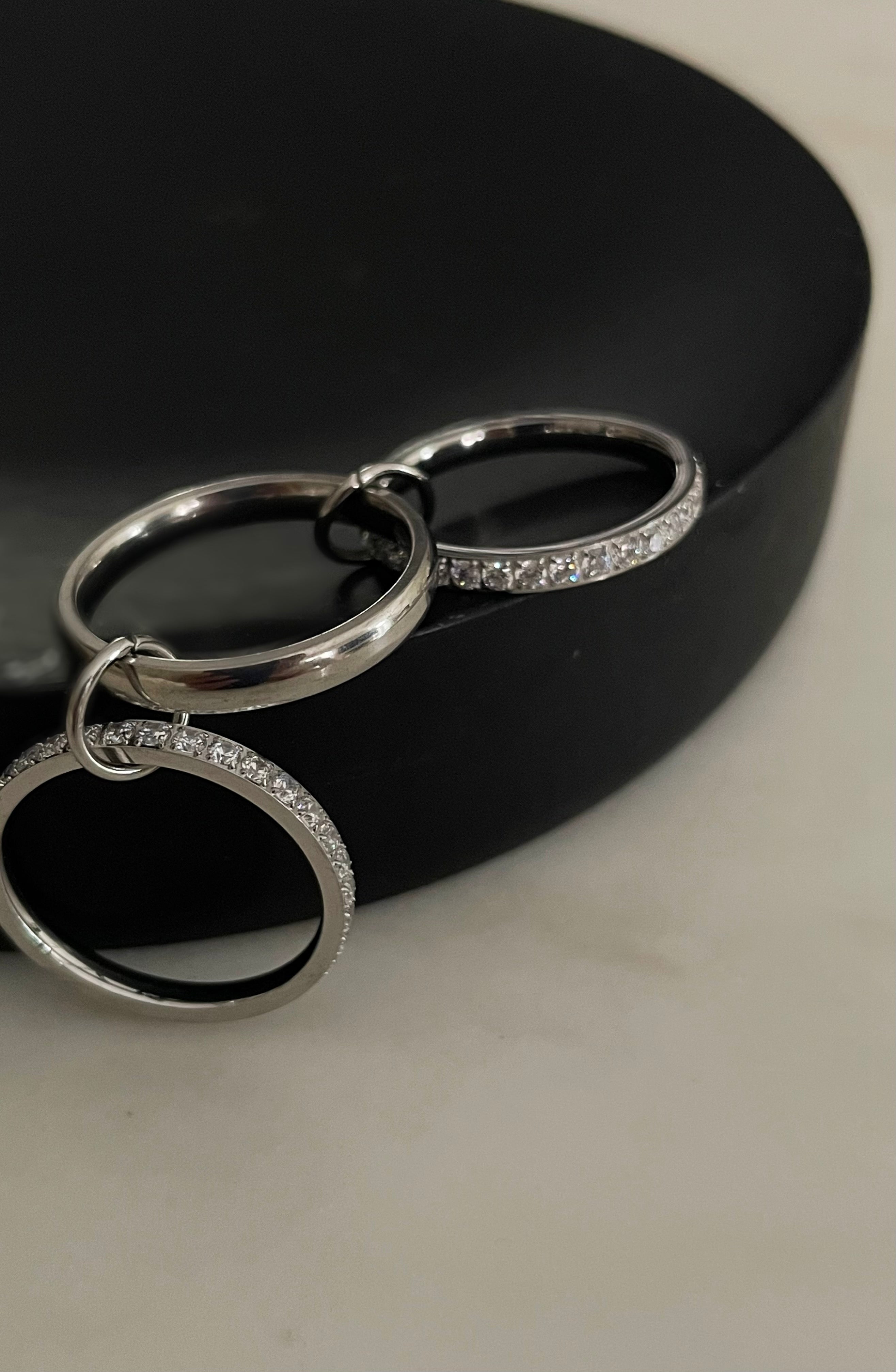 Silver Lining| Tarnish-Free|Linked Silver 3 Layered Ring