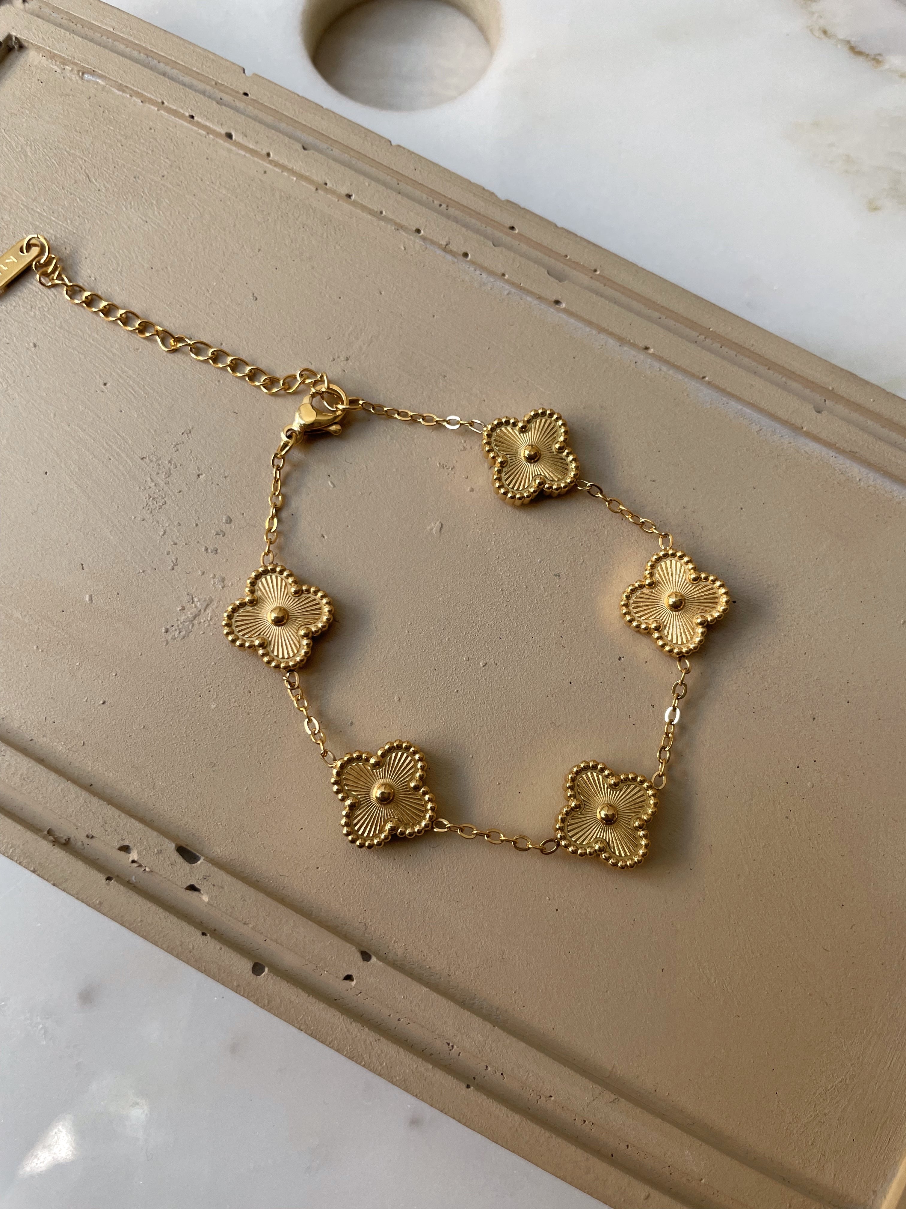 FLOWER MULTI BRACELET | Tarnish Free | Gold Black/White Multi-Flower |
