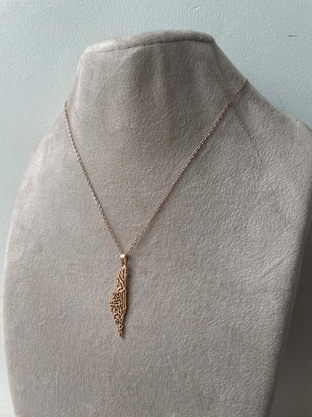CALLIGRAPHY FOR PALESTINE I PALESTINE MAP | Tarnish Free I Gold/Silver/Rose-Gold Necklace