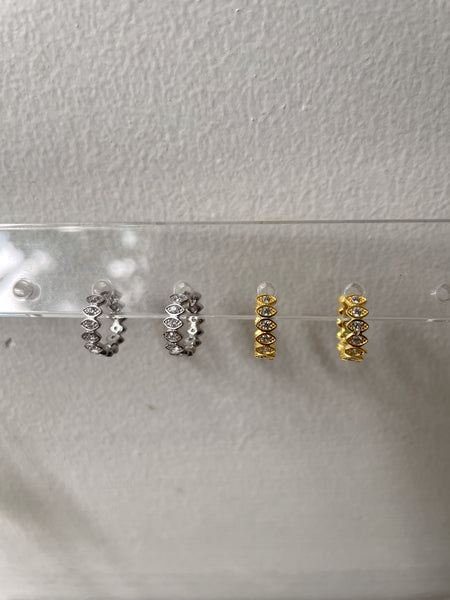 ALIAS | S925 Sterling Silver 18ct gold/platinum plated | Clear Cubic Zirconia | Huggies Earring