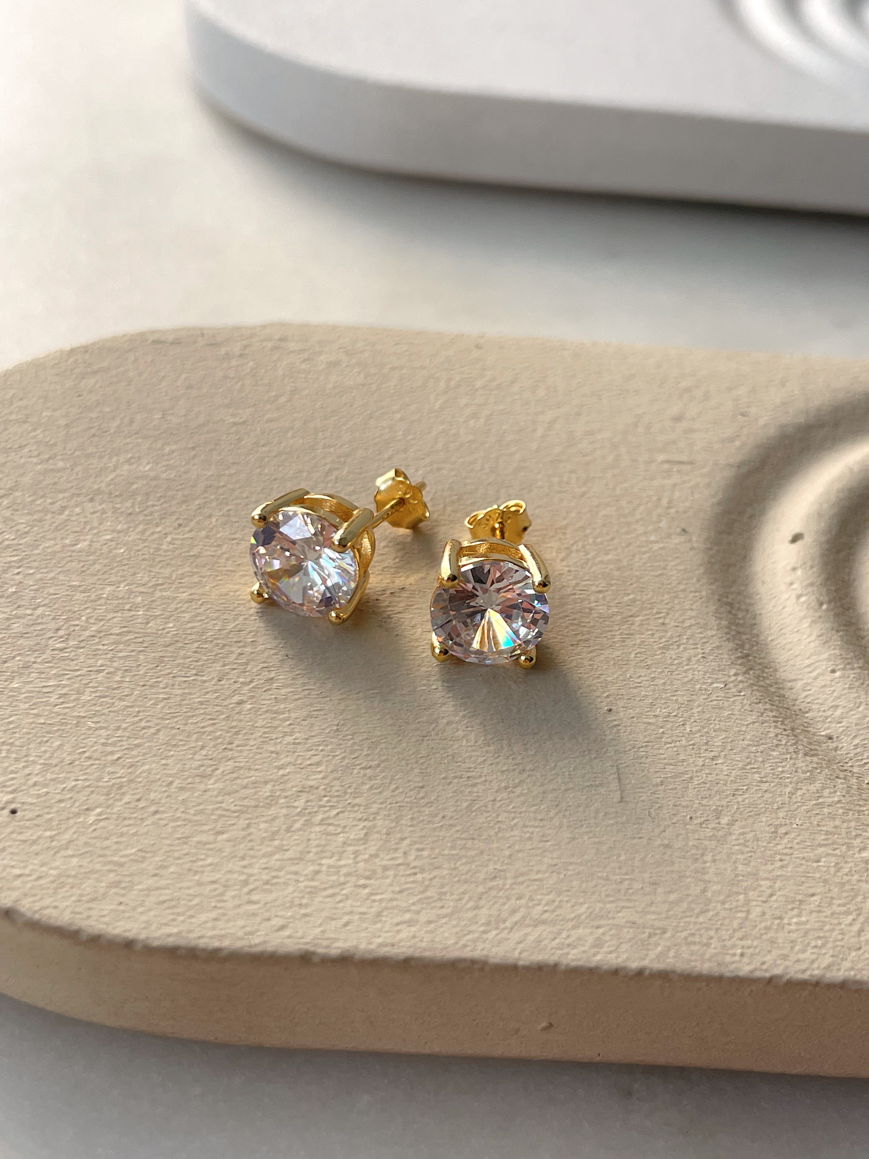 CLASSIC STUDS | S925 Sterling Silver | 18ct Gold Plated | Cubic Zirconia |  Stud Earring