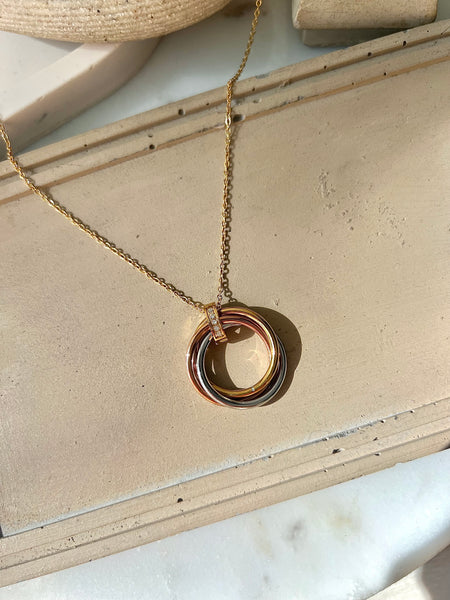 INTERTWINE NECKLACE | Tarnish-Free | Gold/Silver | Cubic Zirconia Rectangular Drop | Necklace/Bracelet
