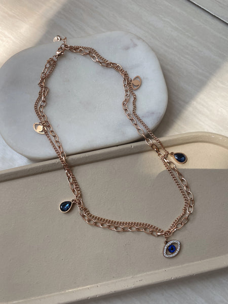 RANA | Evil Eye Charm | Stainless Steel 18k Gold/ Silver/ Rose Gold | Necklace