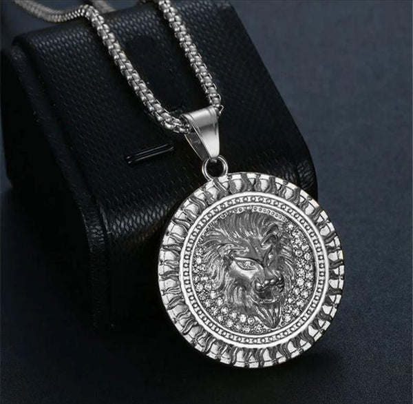 HUNTER | ZibaMan | Gold/Silver Lions Head Pendant Necklace | Cubic Zirconia | Tarnish-Free