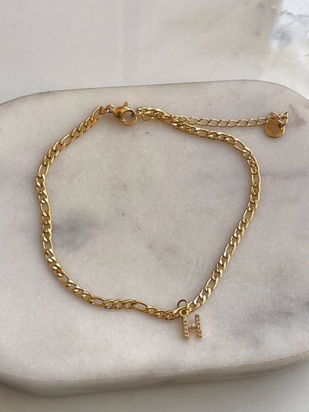 INITIAL ANKLET | 18k Gold Plated Cubic Zirconia Anklets