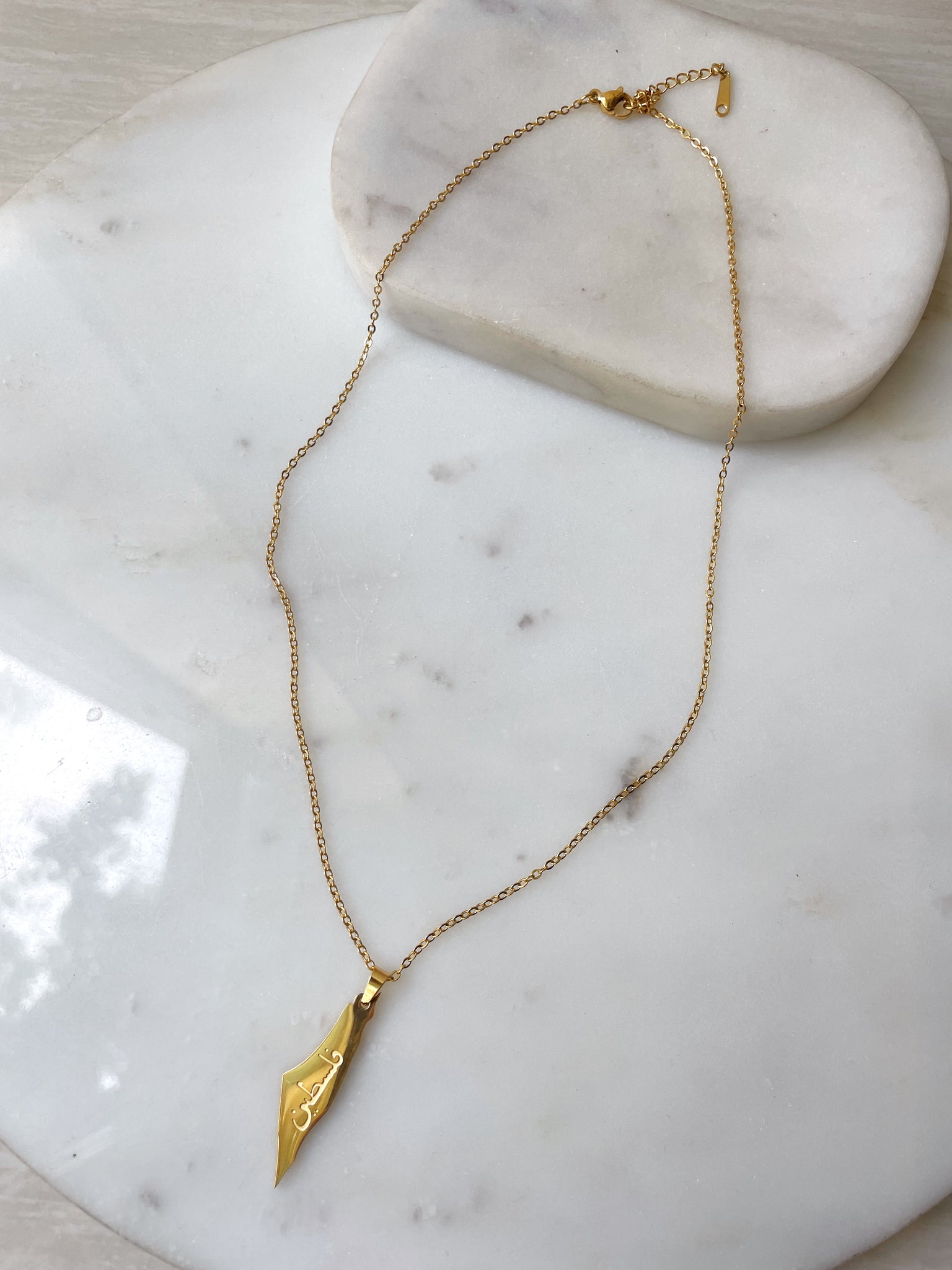 FOR PALESTINE I FALASTINE ARABIC WORD MAP | Tarnish Free I Gold Necklace