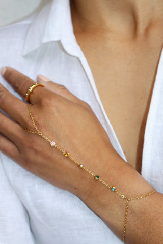 CAIRO | Jeweled Mult Colour Hand Chain | Tarnish Free