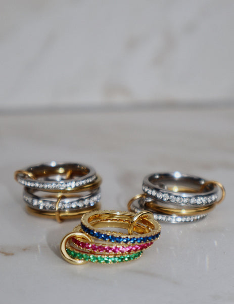 LIA | | linked 3 Multi Colour eternity bands Ring | Gold