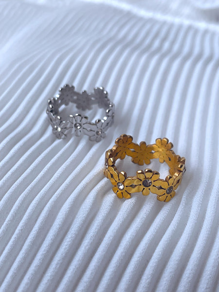 DAISY RING | Tarnish Free | Flower Gold/Silver Cubic Zirconia Ring