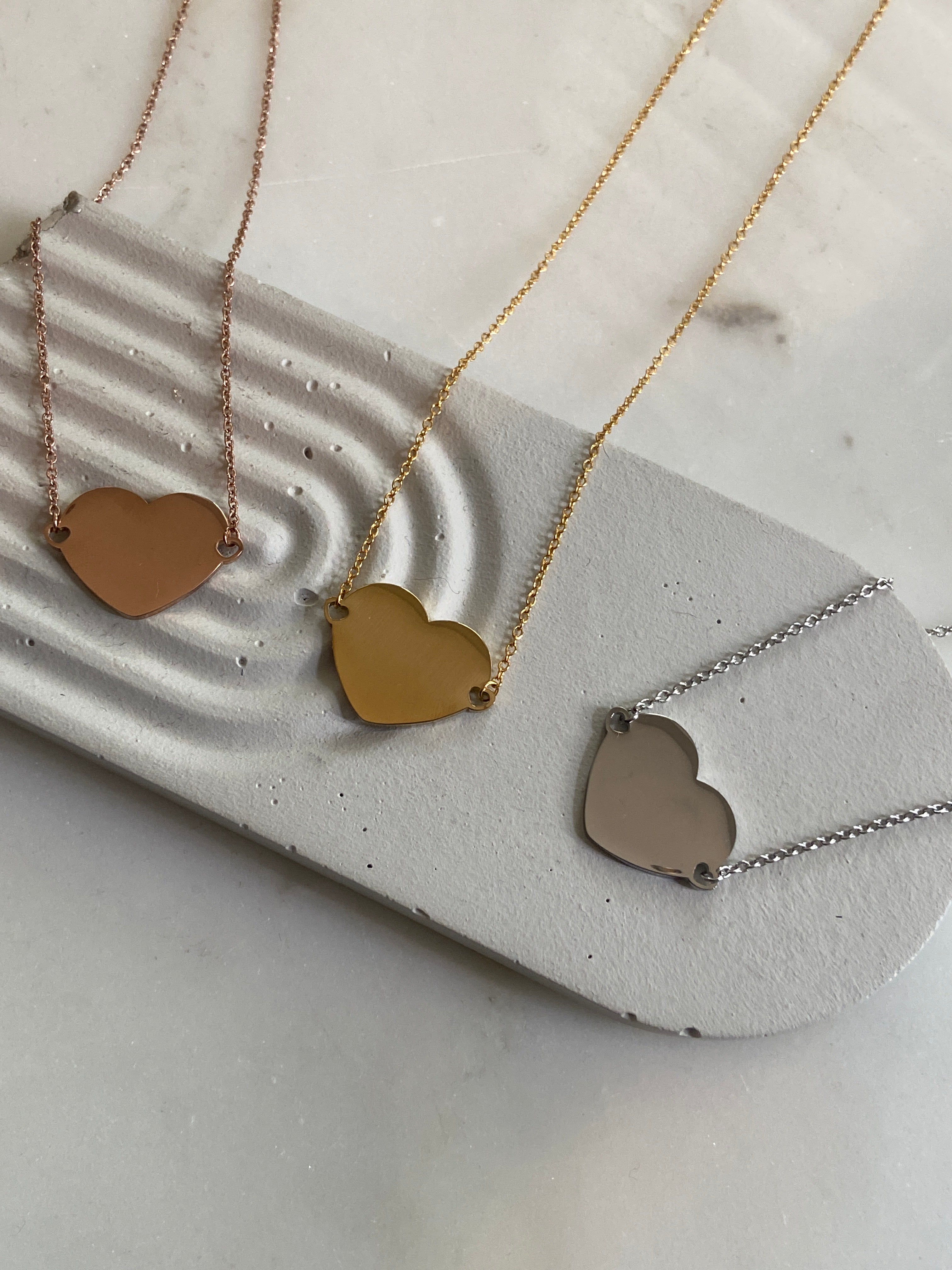 SWEETHEART + ENGRAVING|TARNISH-FREE|GOLD/SILVER/ROSE-GOLD NECKLACE