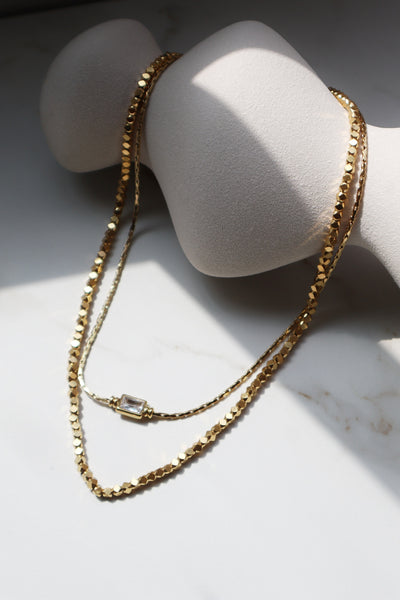 NURAAN | Tarnish-Free | Gold/Silver | Cubic Zirconia Rectangular Drop | Necklace/Bracelet