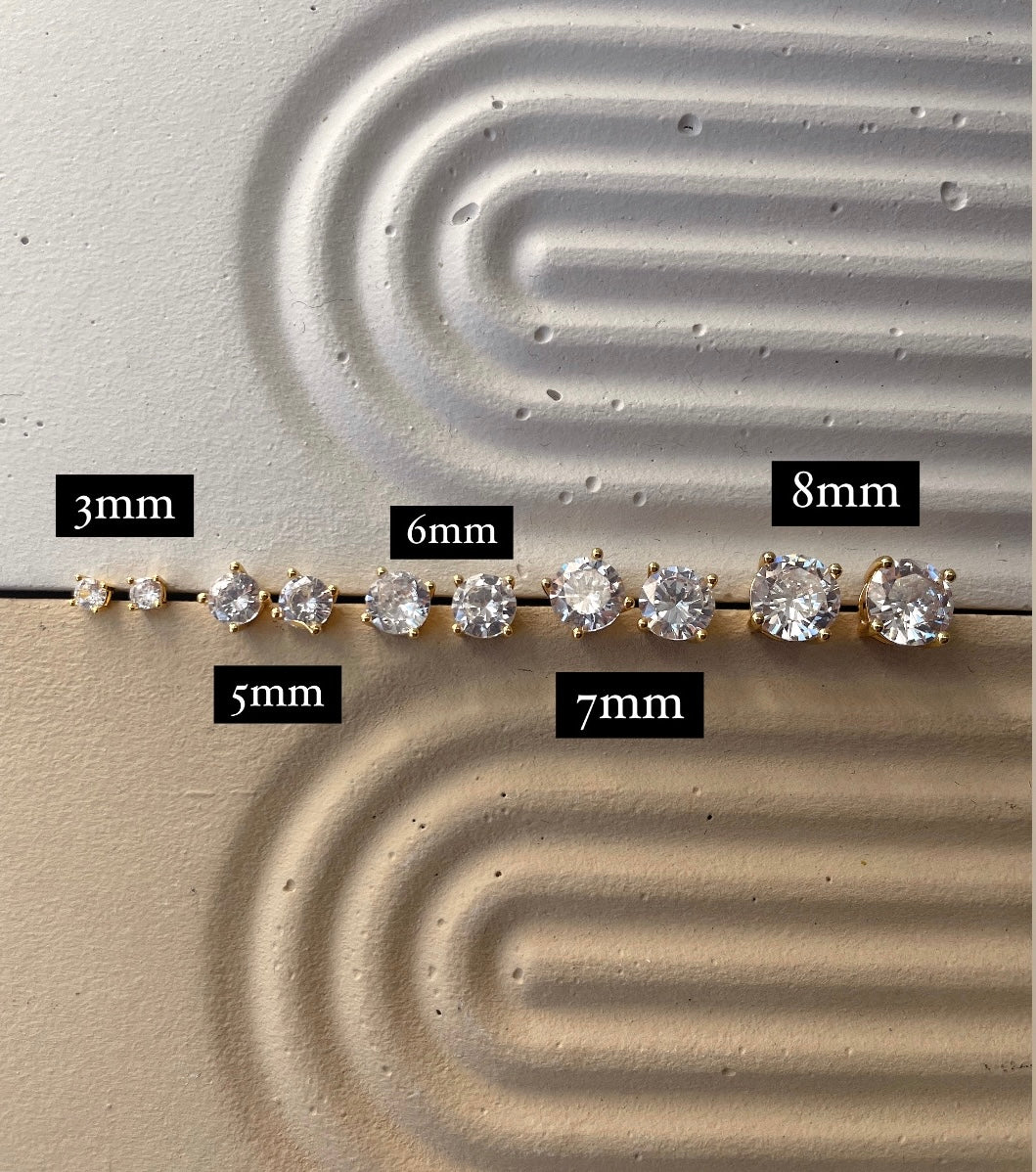 CLASSIC STUDS | S925 Sterling Silver | 18ct Gold Plated | Cubic Zirconia |  Stud Earring