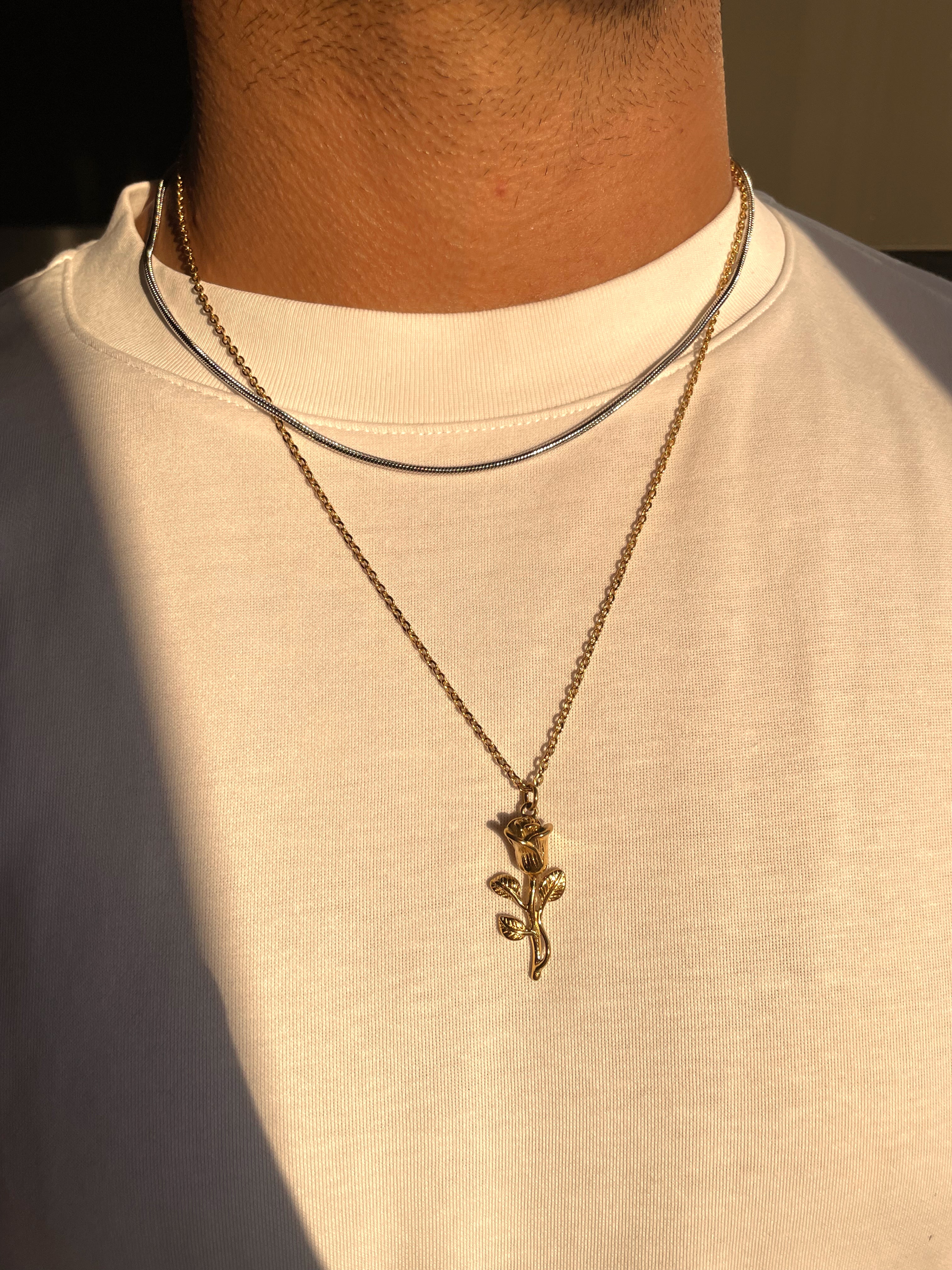YVES | ZibaMan | Gold/Silver Rose Pendant Necklace | Tarnish-Free