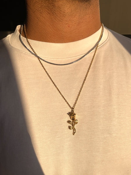 YVES | ZibaMan | Gold/Silver Rose Pendant Necklace | Tarnish-Free