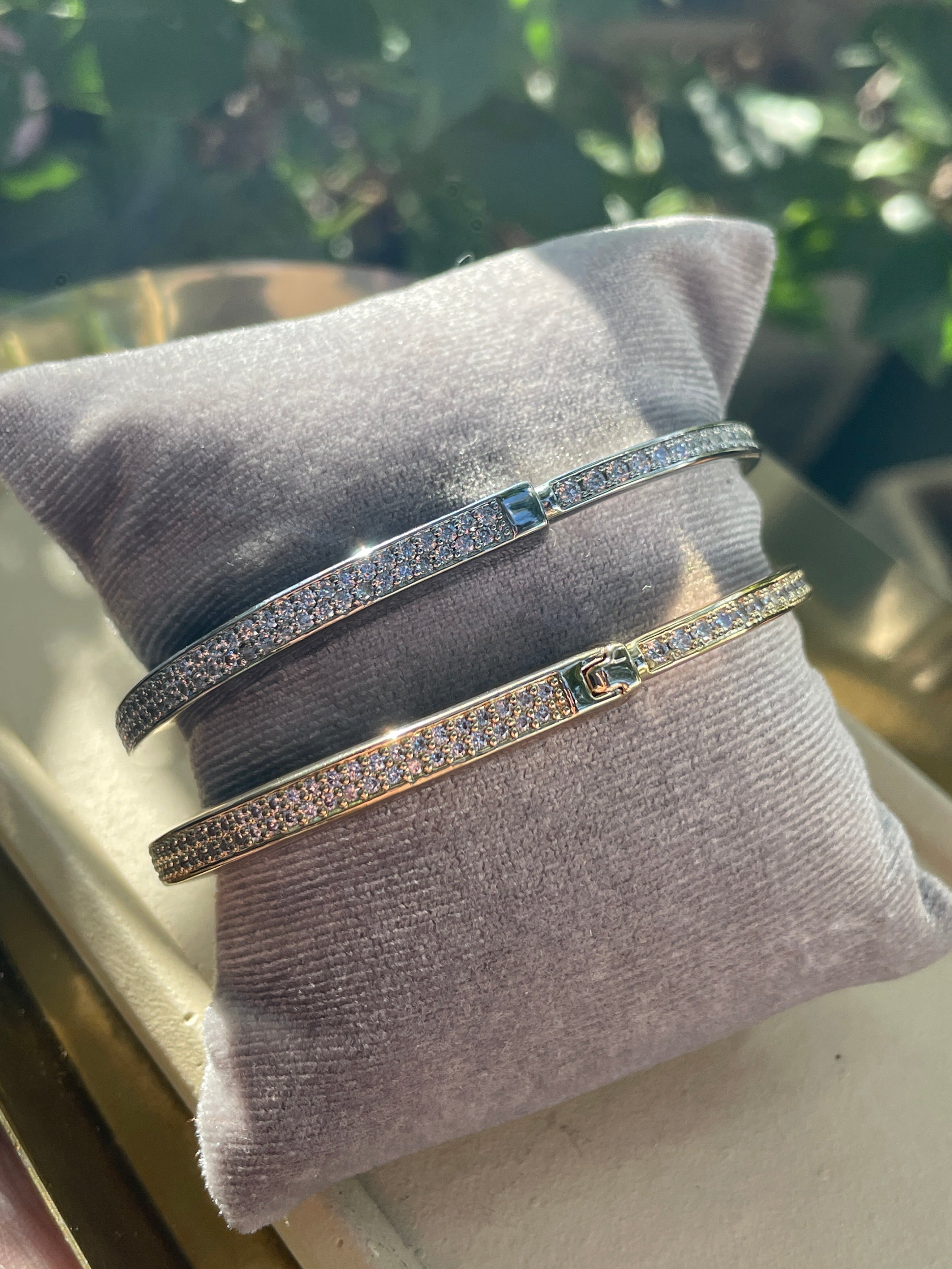 DIAMOND DUST DUO| Fully Encrusted Square Bangle