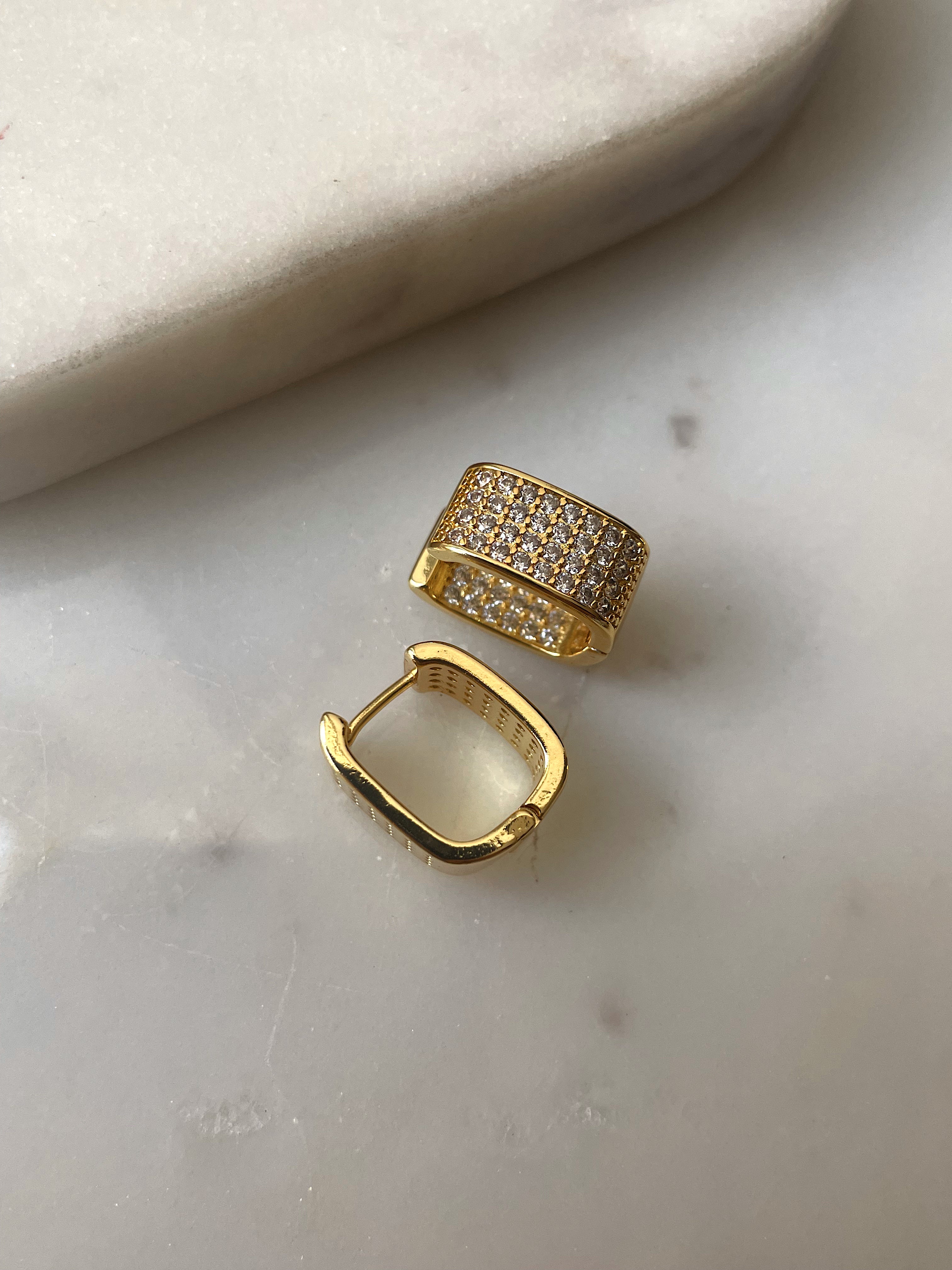 UPSCALE | Gold/Silver Luxury Cubic Zirconia | Encrusted Rectangular | Earring