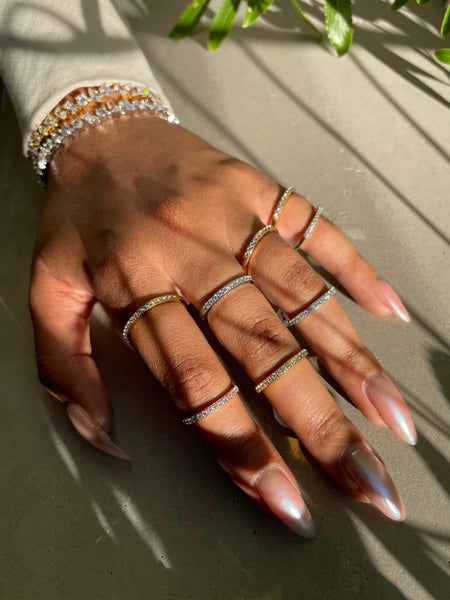FLAUNT | Tarnish Free | Thin Encrusted | Gold/Silver/Rose Gold Ring (1 piece)