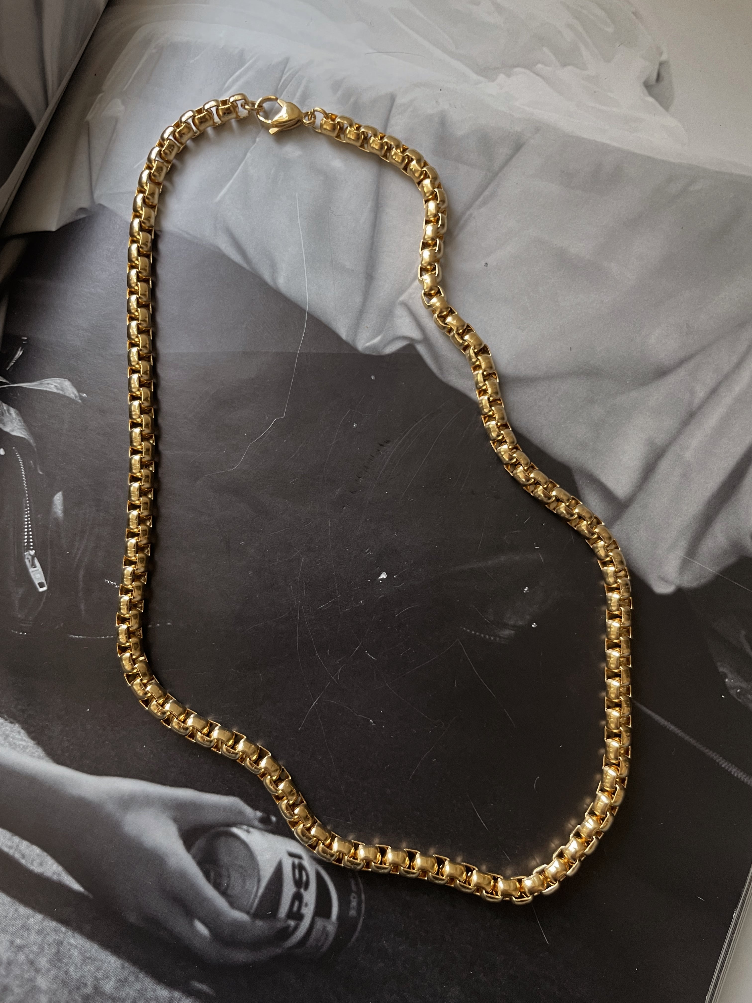 ENTICING | ZibaMan | Box Link  Silver/Gold Necklace | Tarnish-Free