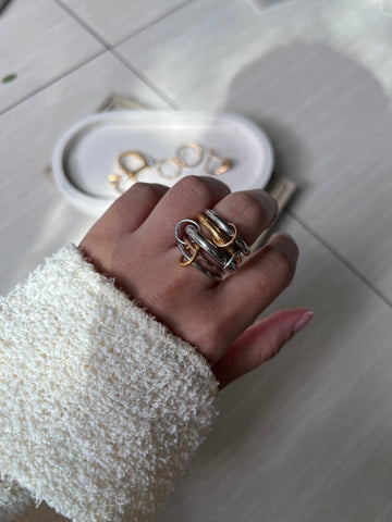 LIA | Tarnish Free | linked 4 eternity bands Ring | Gold, silver, Rose Gold