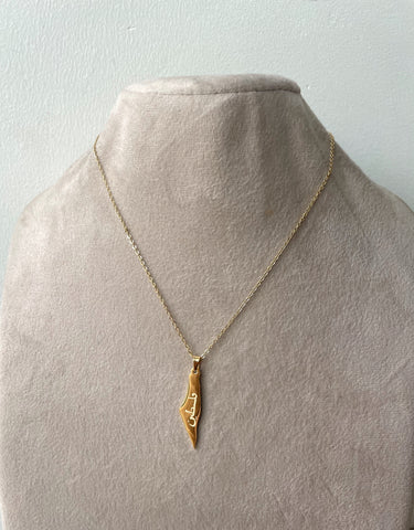 FOR PALESTINE I FALASTINE ARABIC WORD MAP | Tarnish Free I Gold Necklace