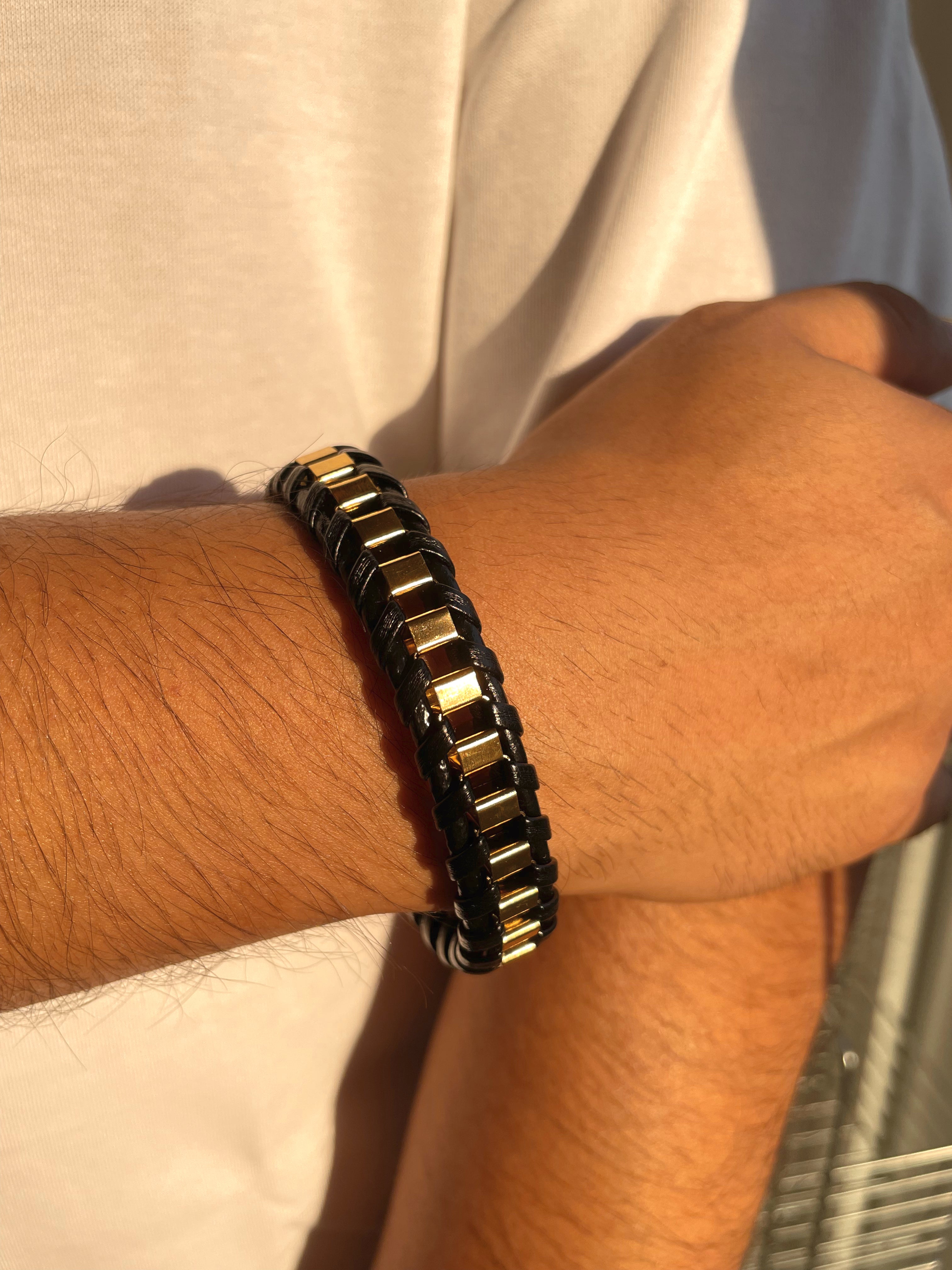 STATE | ZibaMan | Black/Gold/Silver Leather Bracelet