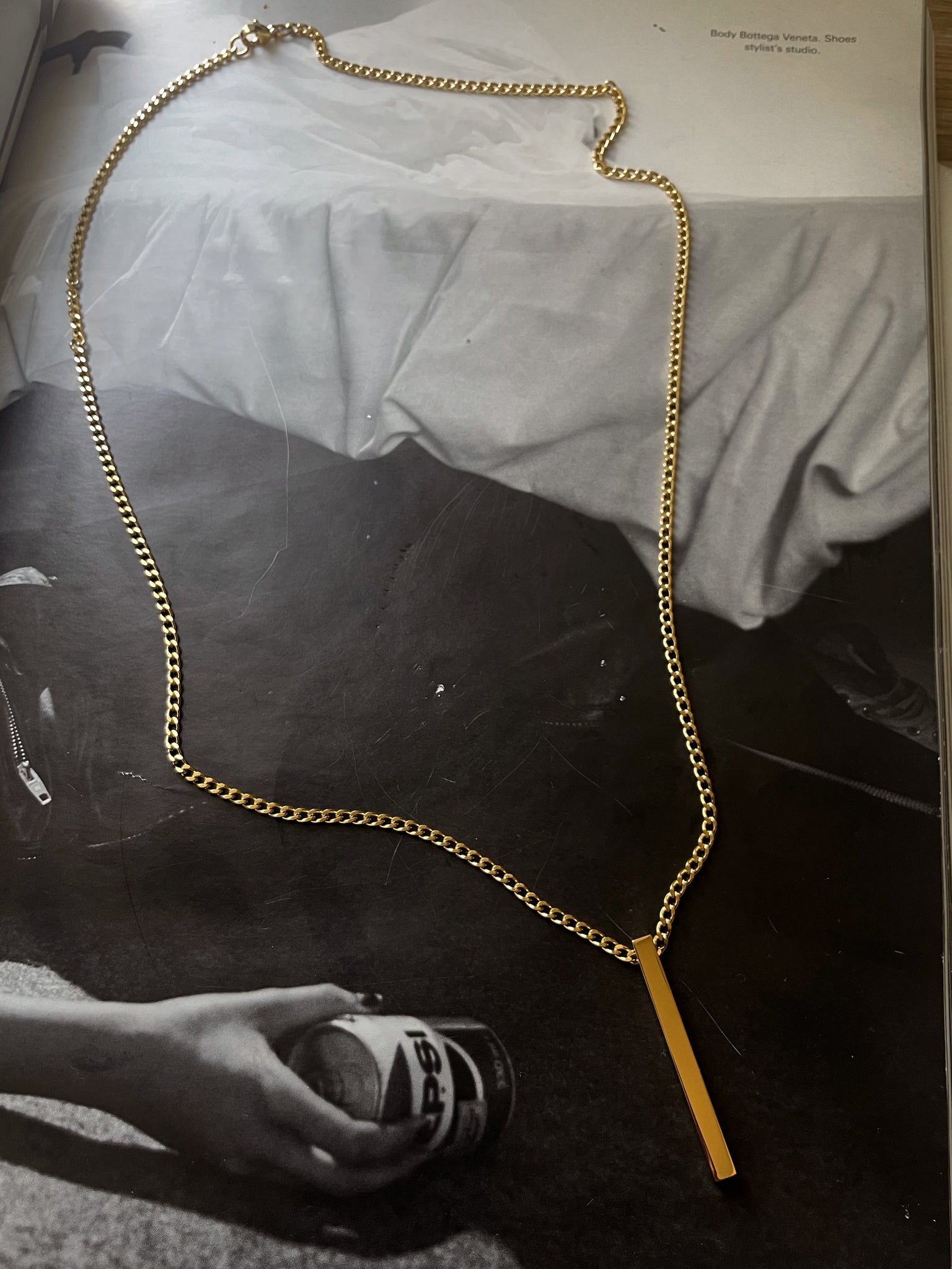 VALOR | ZibaMan | Silver/Gold/Black Rectangular Bar Necklace | Tarnish-Free