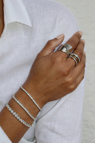 ZIA | Tarnish Free | linked 3 or 4 eternity bands Ring | Gold and Silver