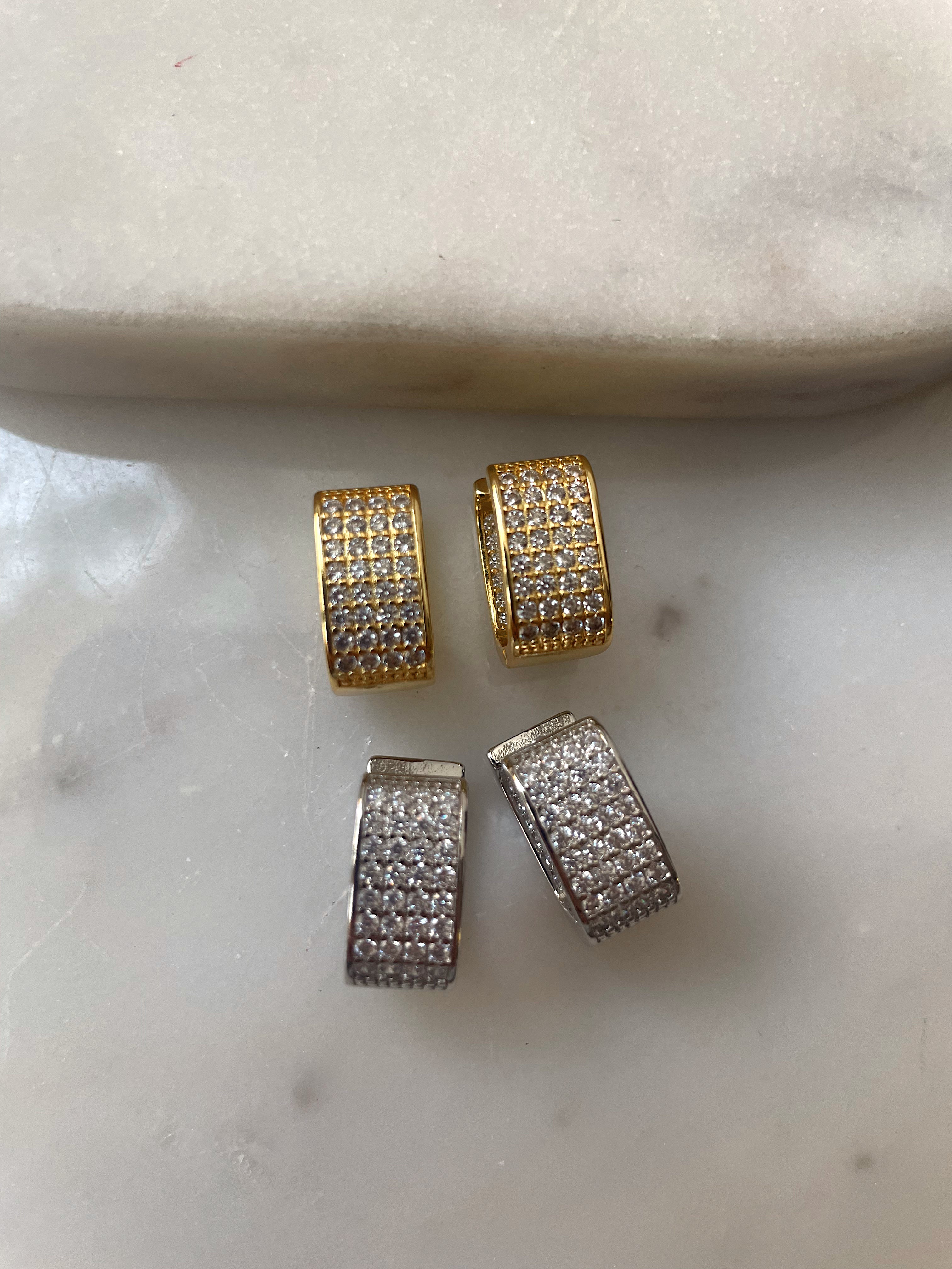 UPSCALE | Gold/Silver Luxury Cubic Zirconia | Encrusted Rectangular | Earring