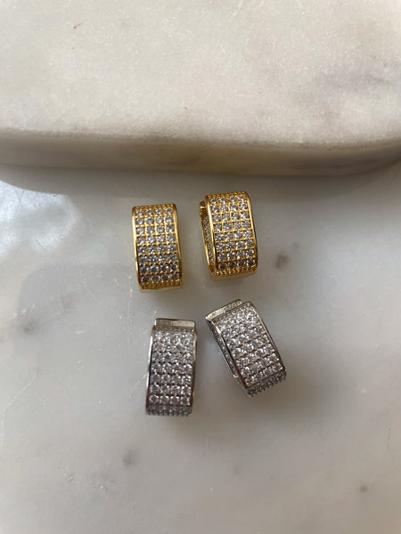 UPSCALE | Gold/Silver Luxury Cubic Zirconia | Encrusted Rectangular | Earring