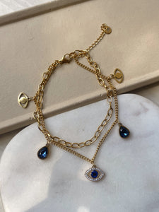 RANA | Evil Eye Charm | Stainless Steel 18k Gold/ Silver | Anklet