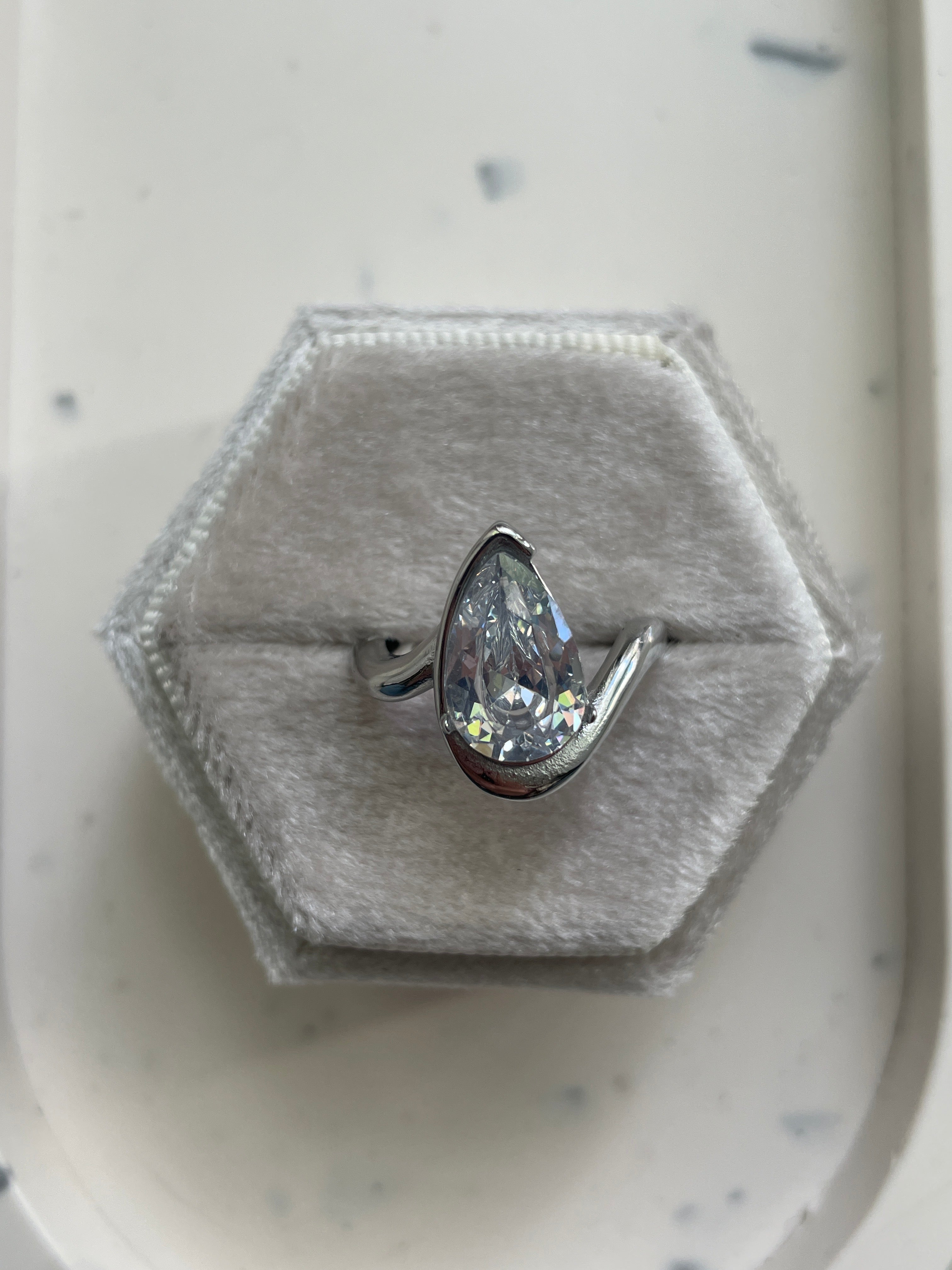 Embrace|Tarnish-Free| Minimal Gold/Silver Ring with Pear Shaped Stone