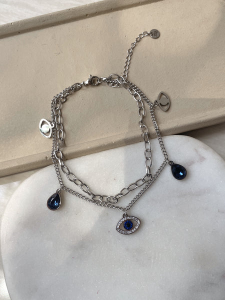 RANA | Evil Eye Charm | Stainless Steel 18k Gold/ Silver | Anklet