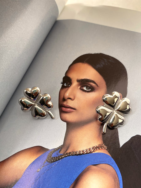 WEALTH | Tarnish Free | Gold/Silver Chunky Clover Shaped Earring