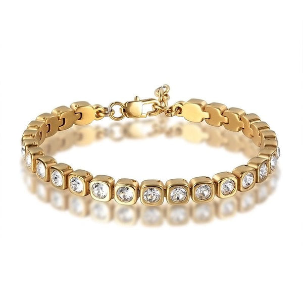 RITZY | Stainless Steel | Gold/Silver Luxury Cubic Zirconia | Tennis Bracelet
