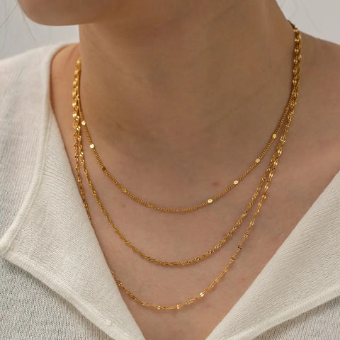 MAGNETIC | Gold Shimmer and Link Triple Layer | Tarnish Free | Necklace