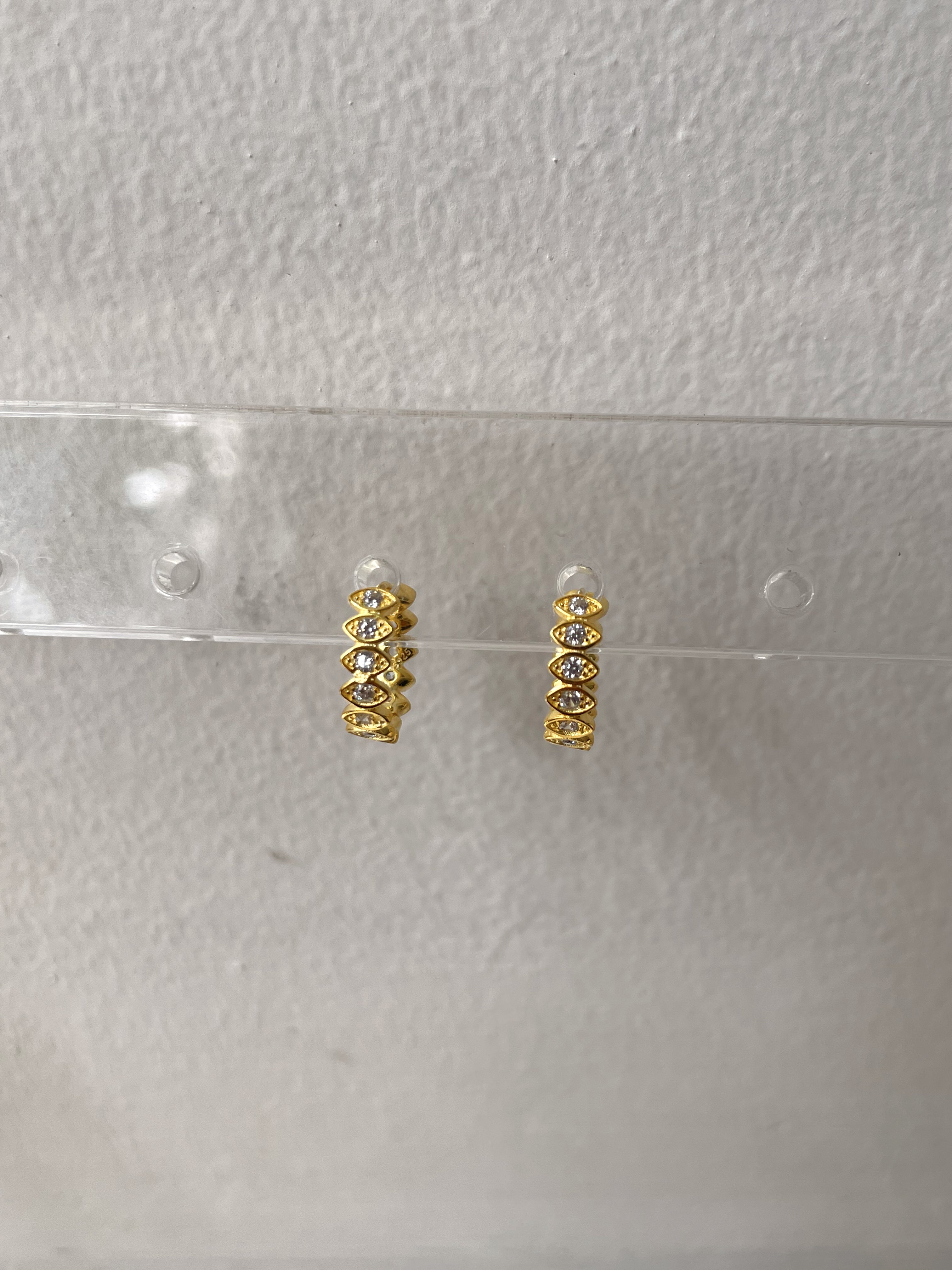 ALIAS | S925 Sterling Silver 18ct gold/platinum plated | Clear Cubic Zirconia | Huggies Earring