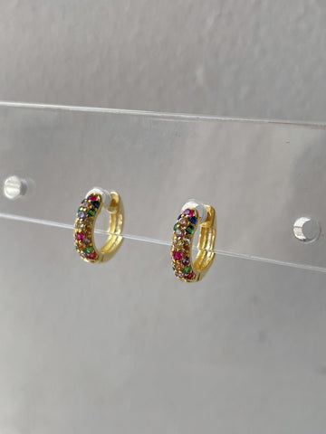 LAVERNA | S925 Sterling Silver | 18k Gold Plated I Cubic Zirconia | MultiColour Hoop | Earring