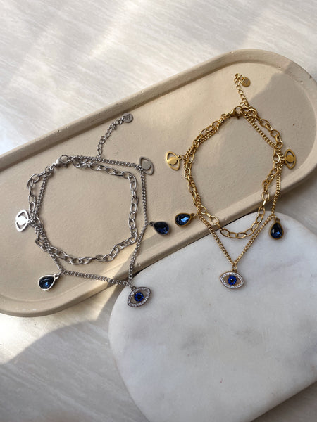 RANA | Evil Eye Charm | Stainless Steel 18k Gold/ Silver | Anklet