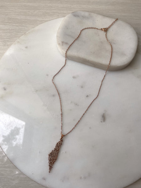 CALLIGRAPHY FOR PALESTINE I PALESTINE MAP | Tarnish Free I Gold/Silver/Rose-Gold Necklace