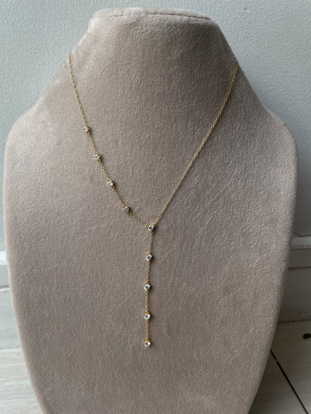 HANAN | S925 Sterling Silver I 18ct Gold Plated I Cubic Zirconia | Y-Shaped Necklace