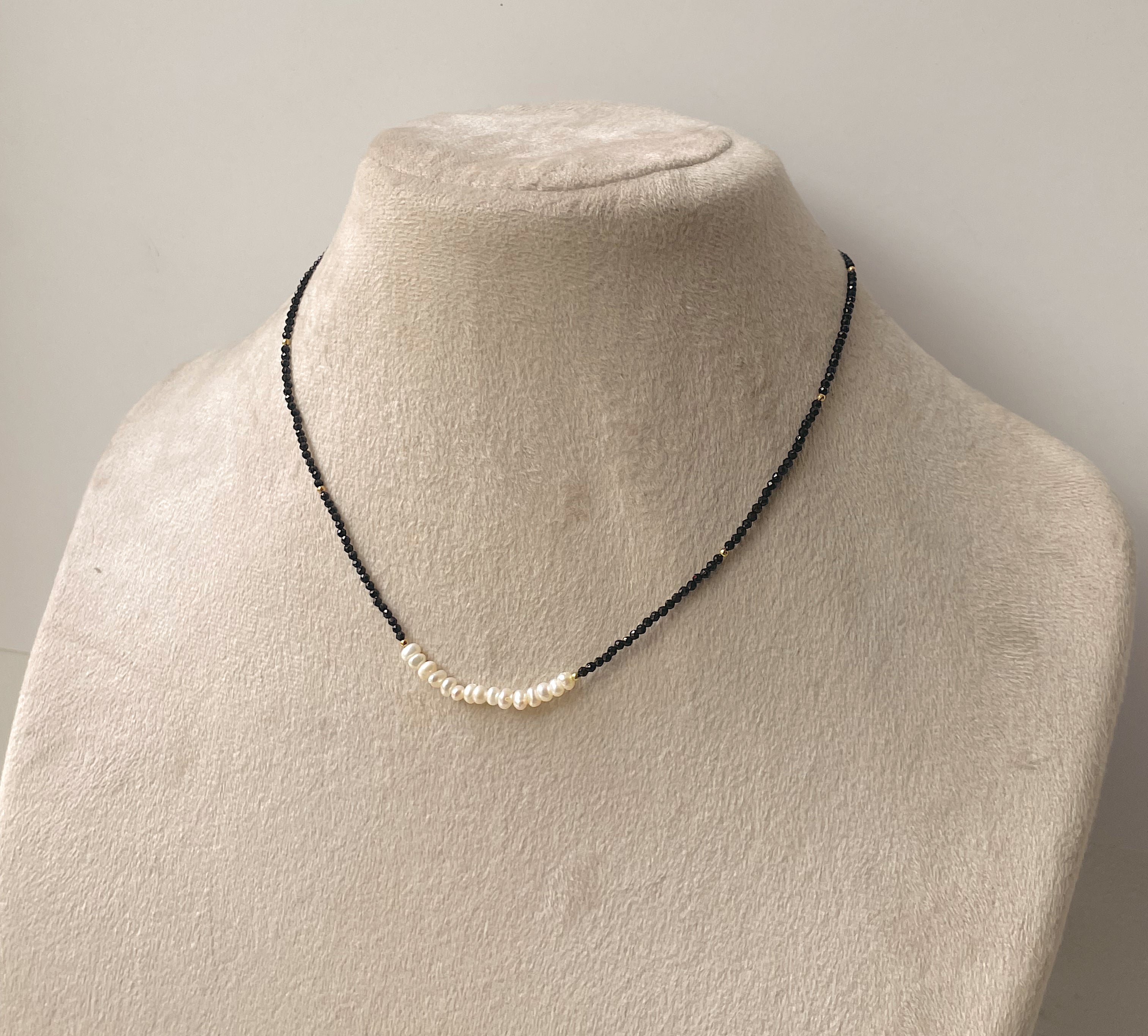 BEIRUT | Tarnish-Free | Black Beaded Gold and Pearl | Necklace