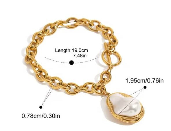 PEARL DROP| Tarnish-Free|Gold Bracelet with Pearl