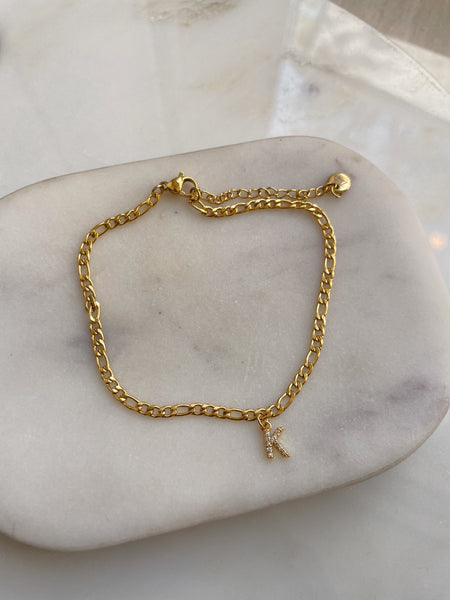 INITIAL ANKLET | 18k Gold Plated Cubic Zirconia Anklets